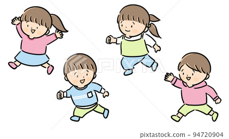 Children running with a smile boy girl 94720904