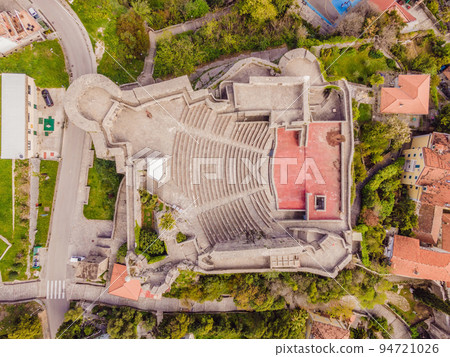 Aerial view of Herceg Novi town, marina and Venetian Forte Mare, Boka Kotorska bay of Adriatic sea, Montenegro 94721026