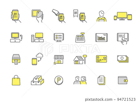Cashless payment and self-checkout icon QR code POS tablet 94721523