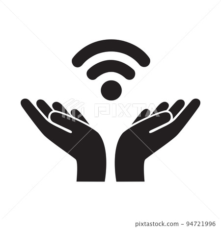 hand holding wifi icon vector illustration hand holding wifi icon vector illustration 94721996