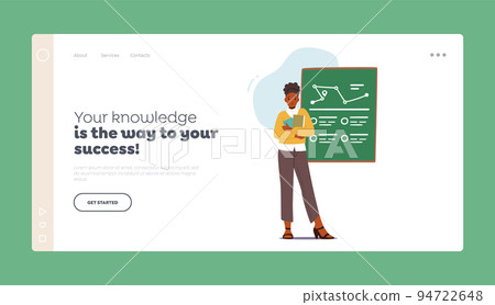 Knowledge Landing Page Template. School Education Concept. Teacher with Textbook Stand at Blackboard Teach Lesson Knowledge Landing Page Template. School Education Concept. Teacher with Textbook Stand at Blackboard Teach Lesson 94722648