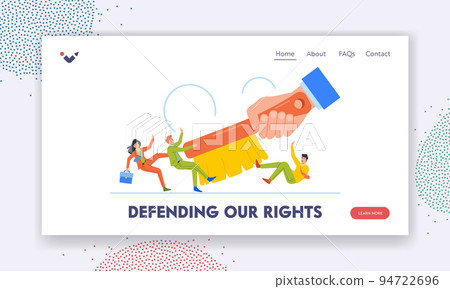 Personnel Downsnizing Landing Page Template. Huge Boss Hand Brushing People. Layoffs, Team Reduction, Dismissal, Layoffs 94722696