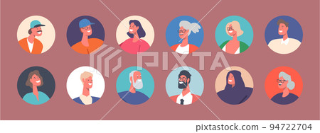 Set of People Avatars, Young, Mature and Senior Male and Female Characters with Different Appearance. Men or Women 94722704