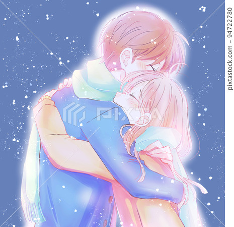 Happy man and woman hugging snow Happy man and woman hugging snow 94722780