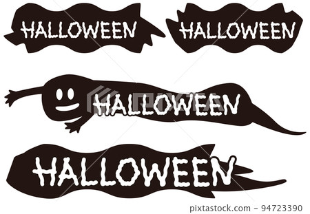 Spooky black clouds and ghost halloween logo set 94723390