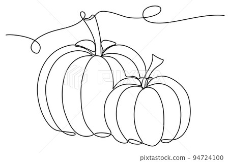 Trendy contour pumpkins continuous line drawing Trendy contour pumpkins continuous line drawing 94724100