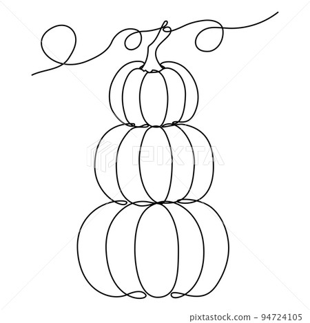 Trendy contour pumpkins continuous line drawing Trendy contour pumpkins continuous line drawing 94724105