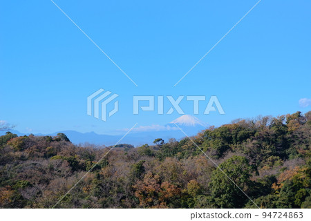 秋天從山上看到的晴朗天氣下的富士山 94724863