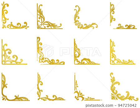 Gold leaf and plant elegant frame set vector material Gold leaf and plant elegant frame set vector material 94725042