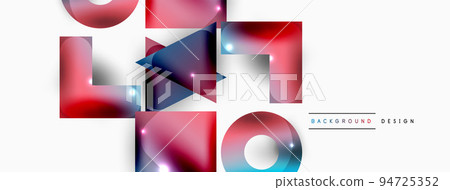 Minimal geometric abstract background. Primitive shapes composition backdrop. Trendy techno business template for wallpaper, banner, background or landing Minimal geometric abstract background. Primitive shapes composition backdrop. Trendy techno business template for wallpaper, banner, background or landing 94725352