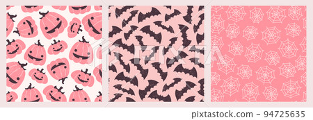 Cute Halloween pattern collection. Backgrounds with monsters. Vector illustration. 94725635
