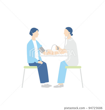 A woman and a nurse measuring blood pressure A woman and a nurse measuring blood pressure 94725686