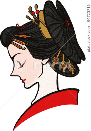 Illustration of Oiran only upper body 94725716