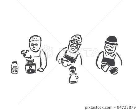 Illustration set of coffee shop glasses clerk Illustration set of coffee shop glasses clerk 94725879