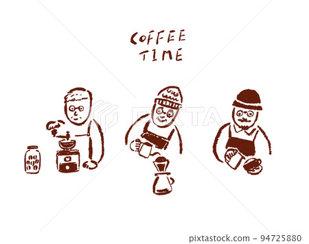 Illustration set of coffee shop glasses clerk 94725880