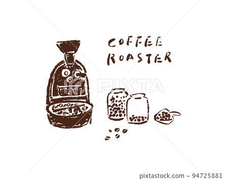 Illustration of coffee roasting machine and coffee beans Illustration of coffee roasting machine and coffee beans 94725881