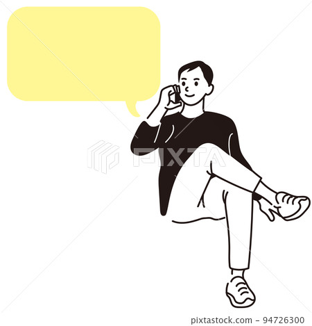 一個人在手機上說話的矢量線圖 一個人在手機上說話的矢量線圖 94726300