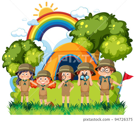 Children camping out at the forest 94726375