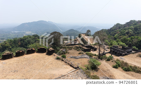 Ruin of Fortres and beautiful hills behind it, Kavaledurga Fort, Shimoga, Karnataka, India. Ruin of Fortres and beautiful hills behind it, Kavaledurga Fort, Shimoga, Karnataka, India. 94726801