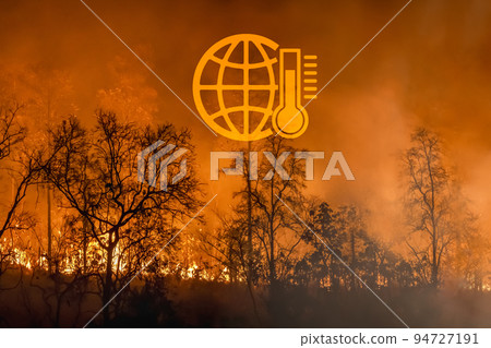 Wildfires release carbon emissions and  greenhouse gases (GHG) that contribute to climate change. 94727191