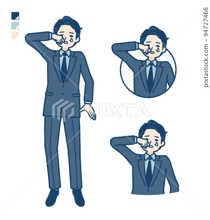一個穿著西裝哭泣的中間人的插圖 94727466