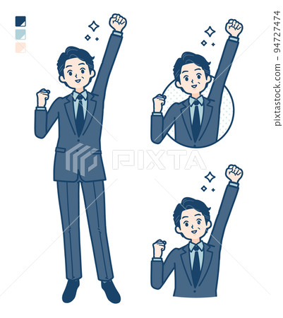 Illustration of a middle man in a suit doing a guts pose Illustration of a middle man in a suit doing a guts pose 94727474