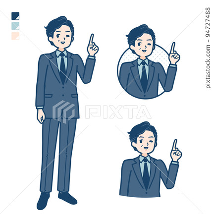 一個穿著西裝的中間人指點的插圖 94727488