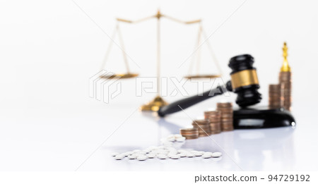 Investigate investment finance management to stop problem of drug money laundering with authority legal justice system. Stack money coin grow and gavel stop with strategy, white background copy space Investigate investment finance management to stop problem of drug money laundering with authority legal justice system. Stack money coin grow and gavel stop with strategy, white background copy space 94729192