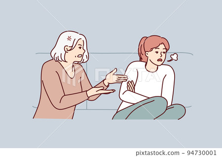Elderly mother lecture grownup daughter  94730001