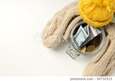 Concept of payment for heating, heating season, top view 94730323