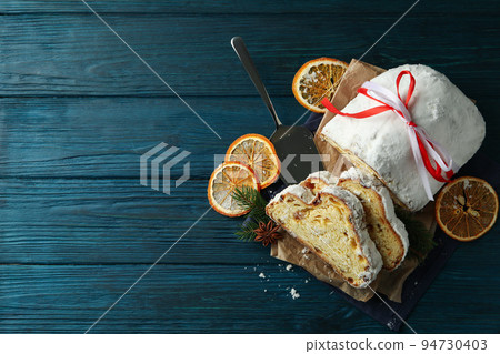 Concept of German dessert - Stollen, space for text 94730403