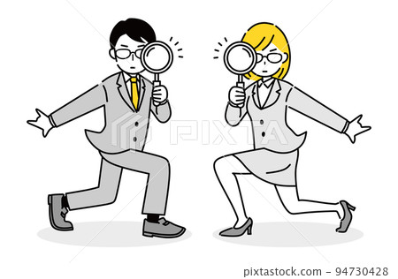 拿著放大鏡的商務人士的插圖 94730428