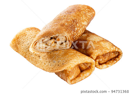Stuffed russian pancake rolls crepes Stuffed russian pancake rolls crepes 94731368
