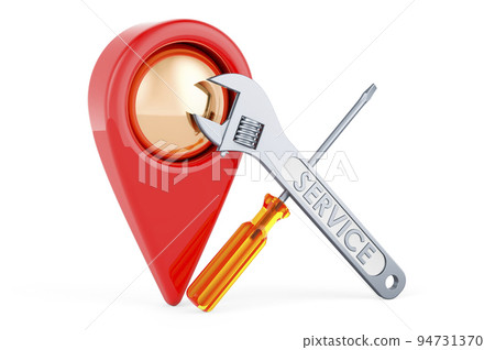 Service and repair concept with map pointer, 3D rendering 94731370