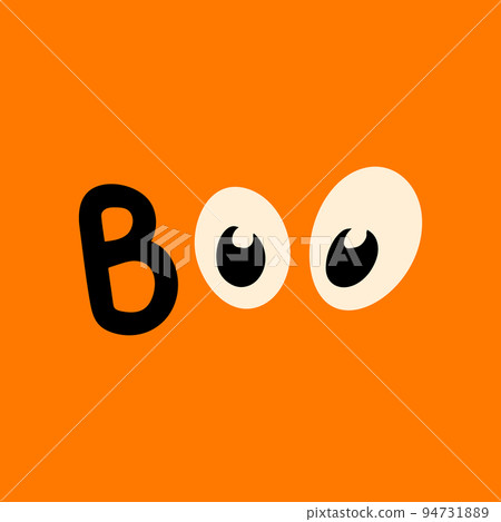 Boo halloween illustration with eyes on orange 94731889