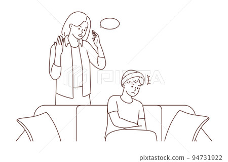 Mad mother lecturing teenage child  94731922