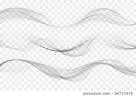 Three gray transparent abstract waves, vector design element. Three gray transparent abstract waves, vector design element. 94731974