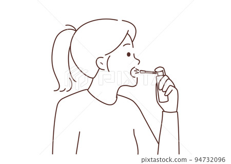 Unhealthy woman spray throat Unhealthy woman spray throat 94732096