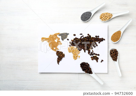 Map of world made from different cooking ingredients 94732600