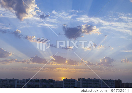 Beautiful sun over the city. Beautiful sun over the city. 94732944