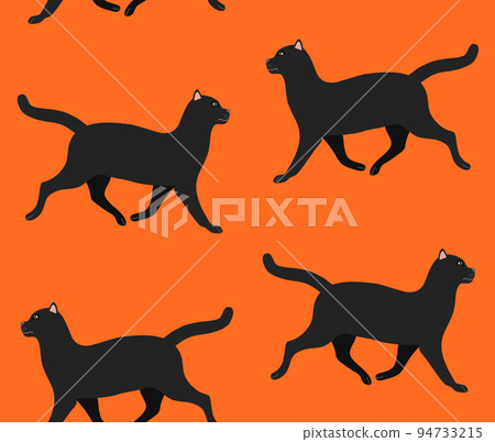 Vector seamless pattern of hand drawn black cat Vector seamless pattern of hand drawn black cat 94733215