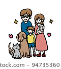 幸福的家庭和狗貓插畫 94735360