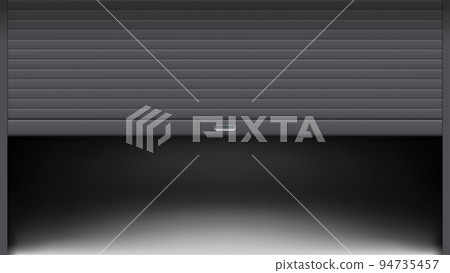black color new garage doors half open 94735457