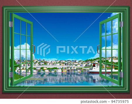 Window, window frame, town, landscape, view, ventilation, residential area 94735975