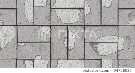 Pavement with interlocking textured cracked old bricks seamless pattern Pavement with interlocking textured cracked old bricks seamless pattern 94736025