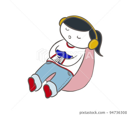 一邊聽音樂一邊看書睡著的女孩 94736308
