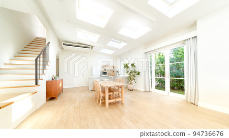 Dining room kitchen interior image with bright light 94736676