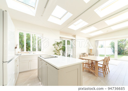 Kitchen dining interior image with bright light 94736685