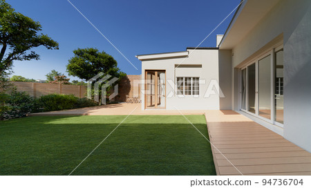 帶草坪的現代獨立式住宅 設計師住宅 外觀形象 94736704