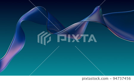 Transparent glossy glass ribbon. Curved wave in motion.  94737456